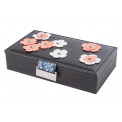 Jewellery box Zaria, black with flowers, 21x12.5x5cm
