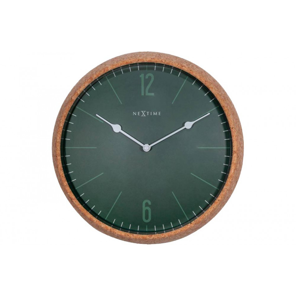 Wall clock Cork, green, D30cm, width 7cm