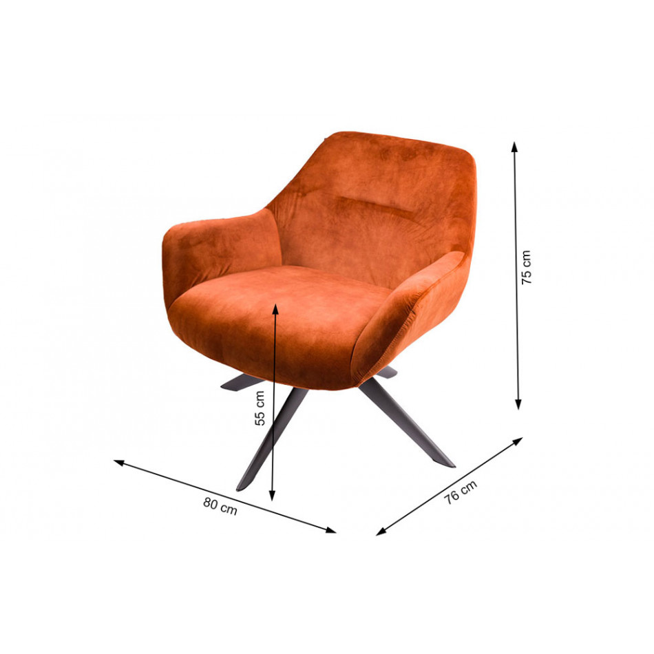 Chair Sabugo, swivel, fox colour, 76x75x80cm, seat height 47cm