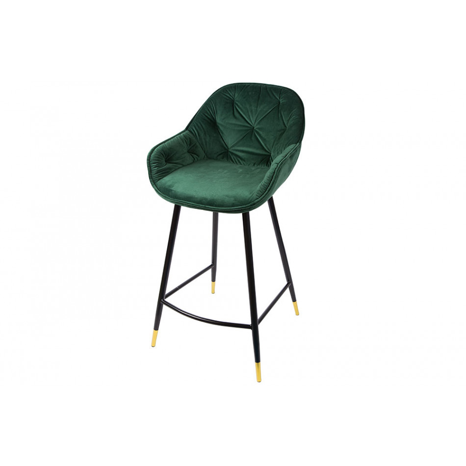 Bar chair Salorino, green, velvet, 96x48x54cm, seat height 62cm