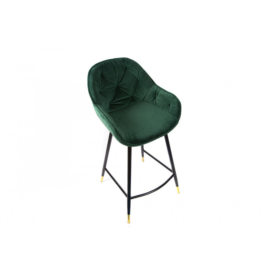 Bar chair Salorino, green, velvet, 96x48x54cm, seat height 62cm