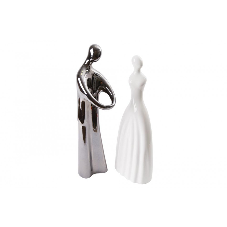 Декоративная фигура Couple L, платина / белая, 16x15x45cm