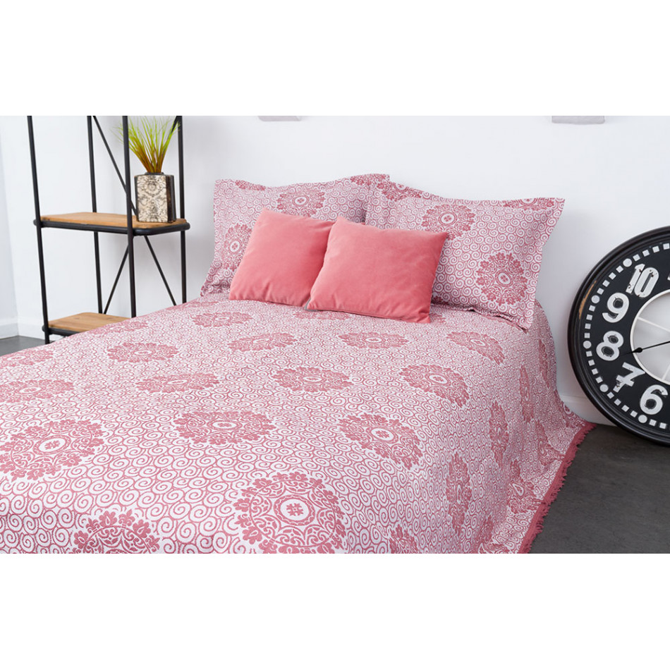 Bedspread Renda, pink/white, 160x220cm