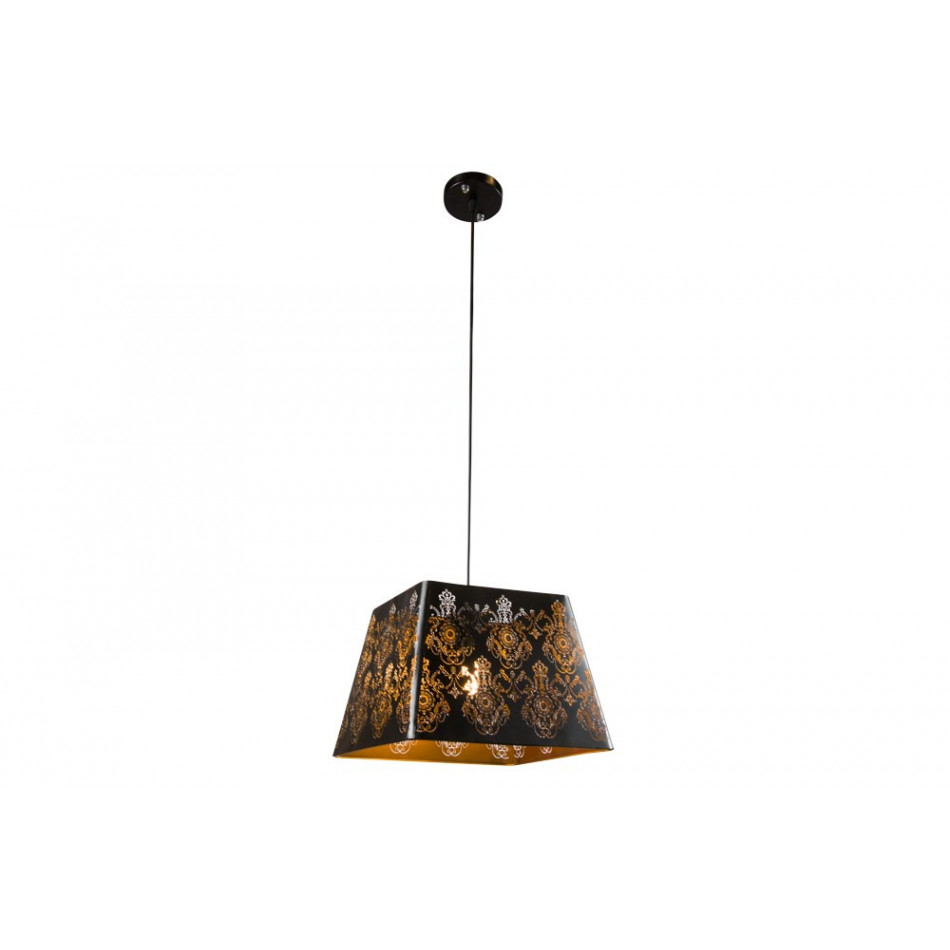 Pendant lamp Lavik, black/golden, E27 60W, H30-95cm, D60cm