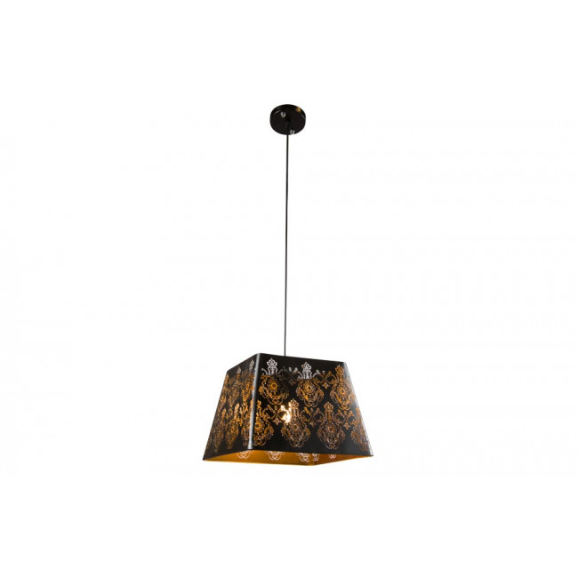 Pendant lamp Lavik, black/golden, E27 60W, H30-95cm, D60cm
