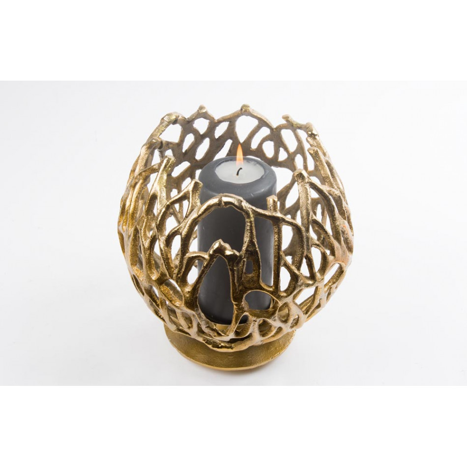 Candle holder Bongo, champagne gold colour, 20x22cm 
