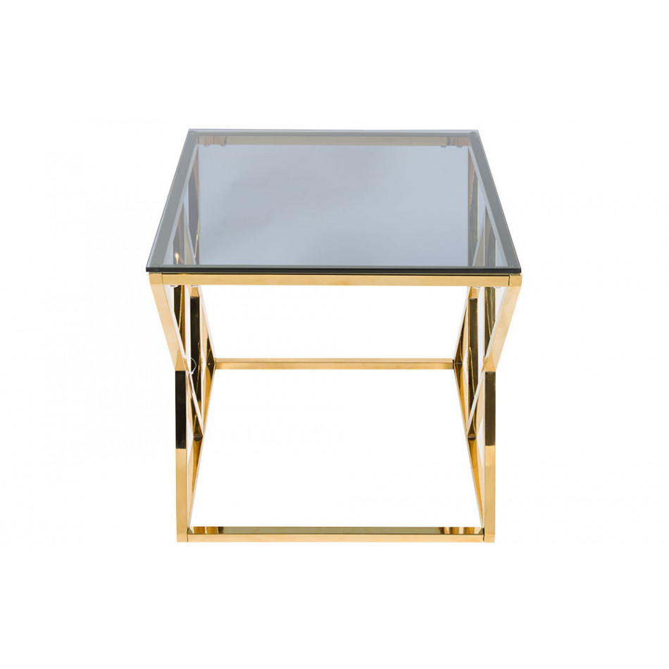 Side table Eden, toned glass/golden, 55x55x55cm