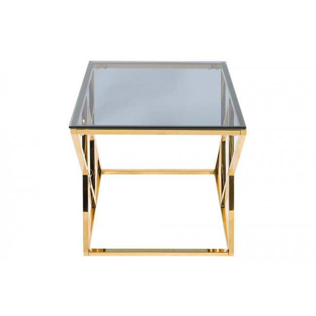 Side table Eden, toned glass/golden, 55x55x55cm