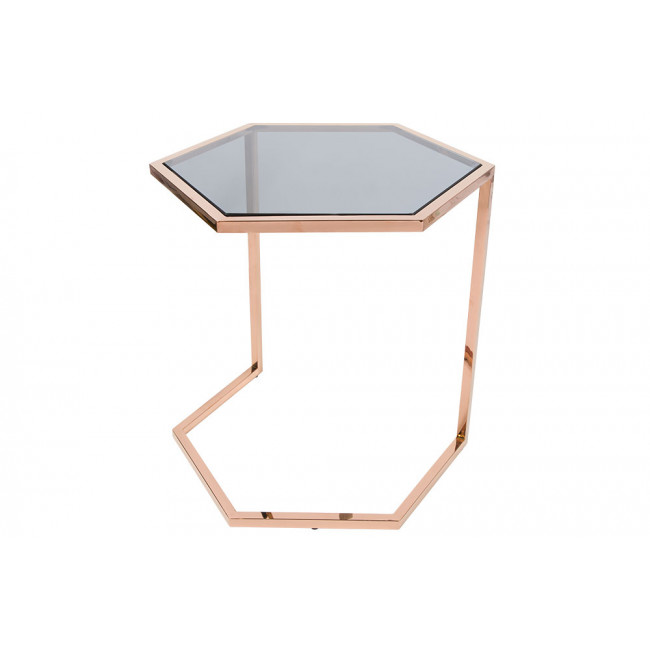 Side table Edsberg L, toned glass/rose gold, H60cm D53cm