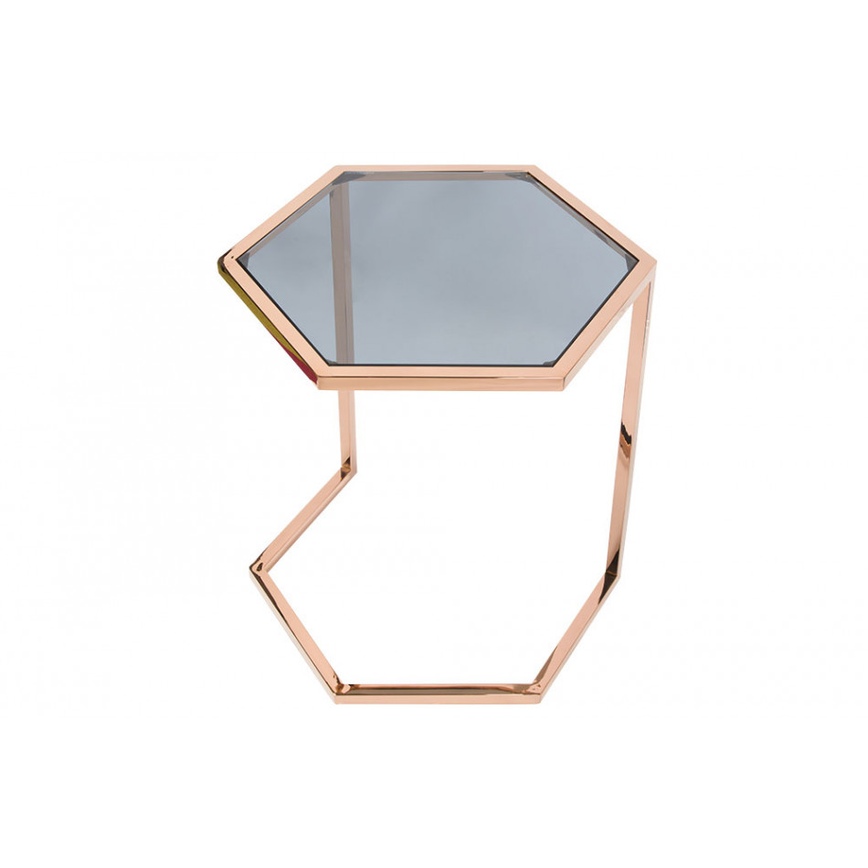 Cтолик Edsberg L, тонированное стекло / розовое золото, H60cm D53cm