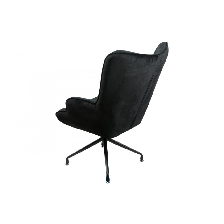 Armchair Dallas, black, velvet, 103x75.5x70cm, seat height 50cm