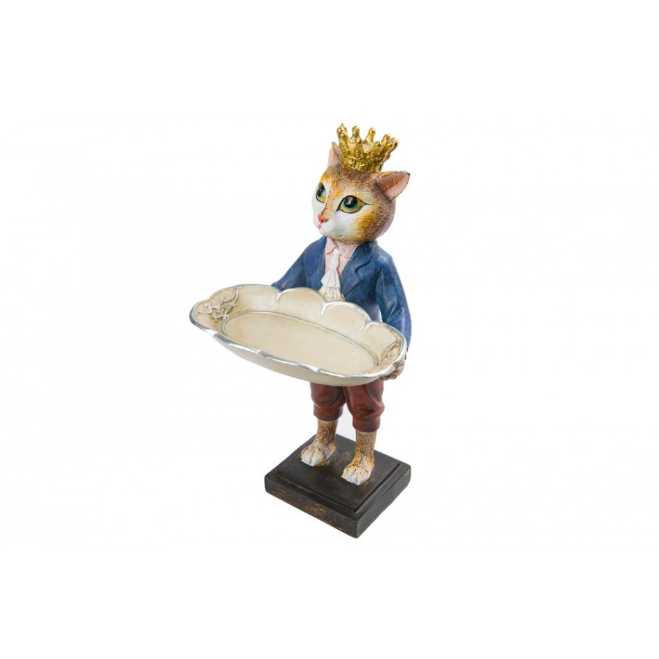 Decorative figure Cat with crown, 16x14x29cm