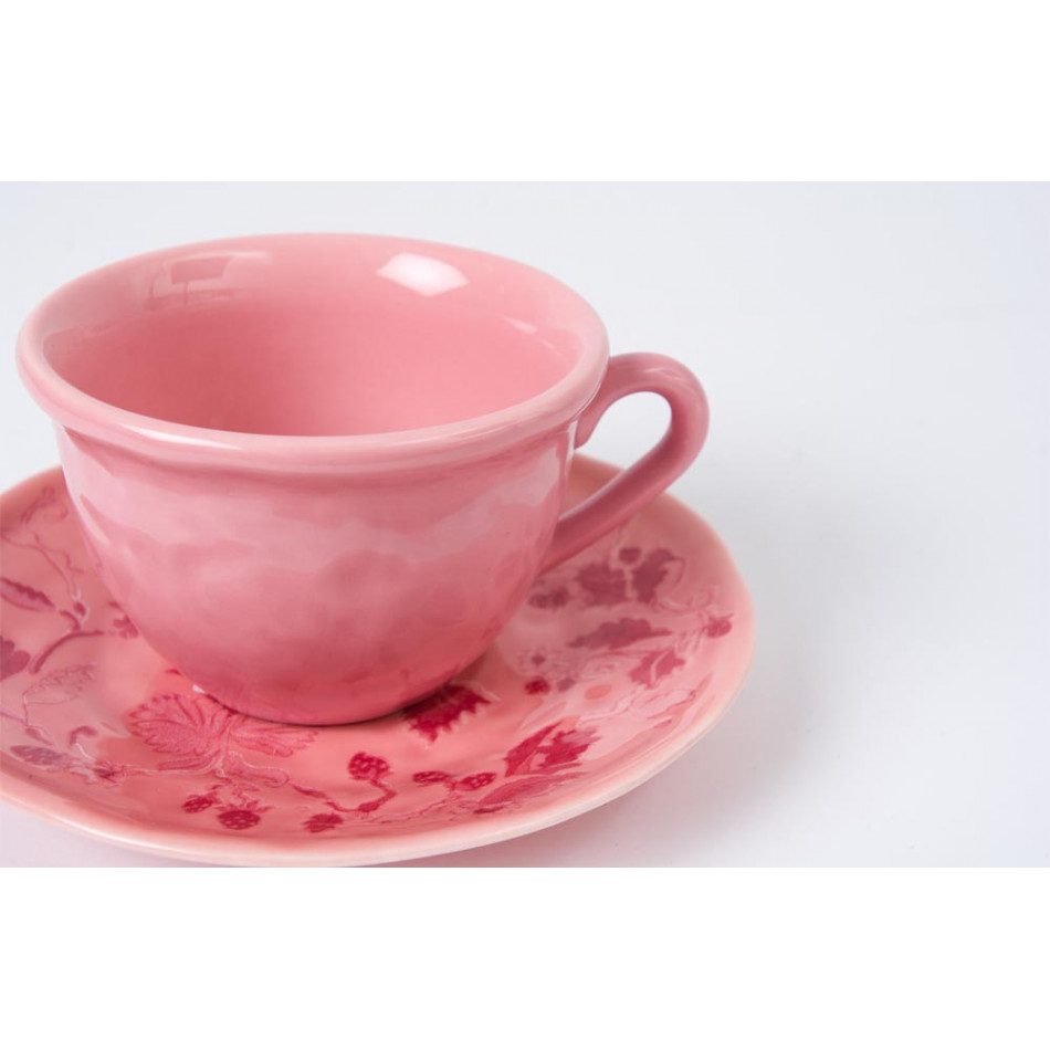Tea cup and saucer Strawberry, H12,5cm, D10cm, D16cm