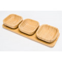 Bamboo plate with 3 bowls, 33x10.8x4.7cm