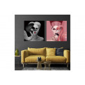 Стеклянная картина Woman and flamingo, 110x110см