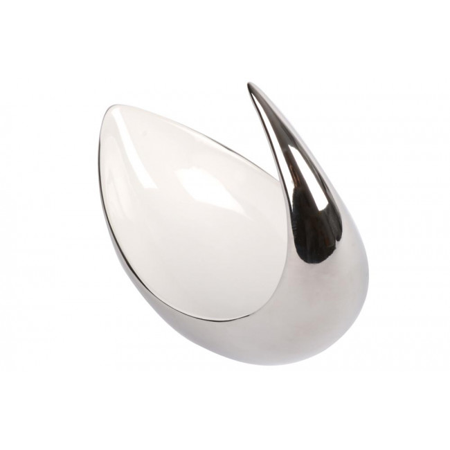 Decorative Bowl Spoon, white/silver, ceramic, 10x20x16cm