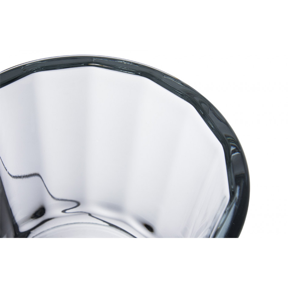 Glass pot with stripes-clear, h14, d14cm
