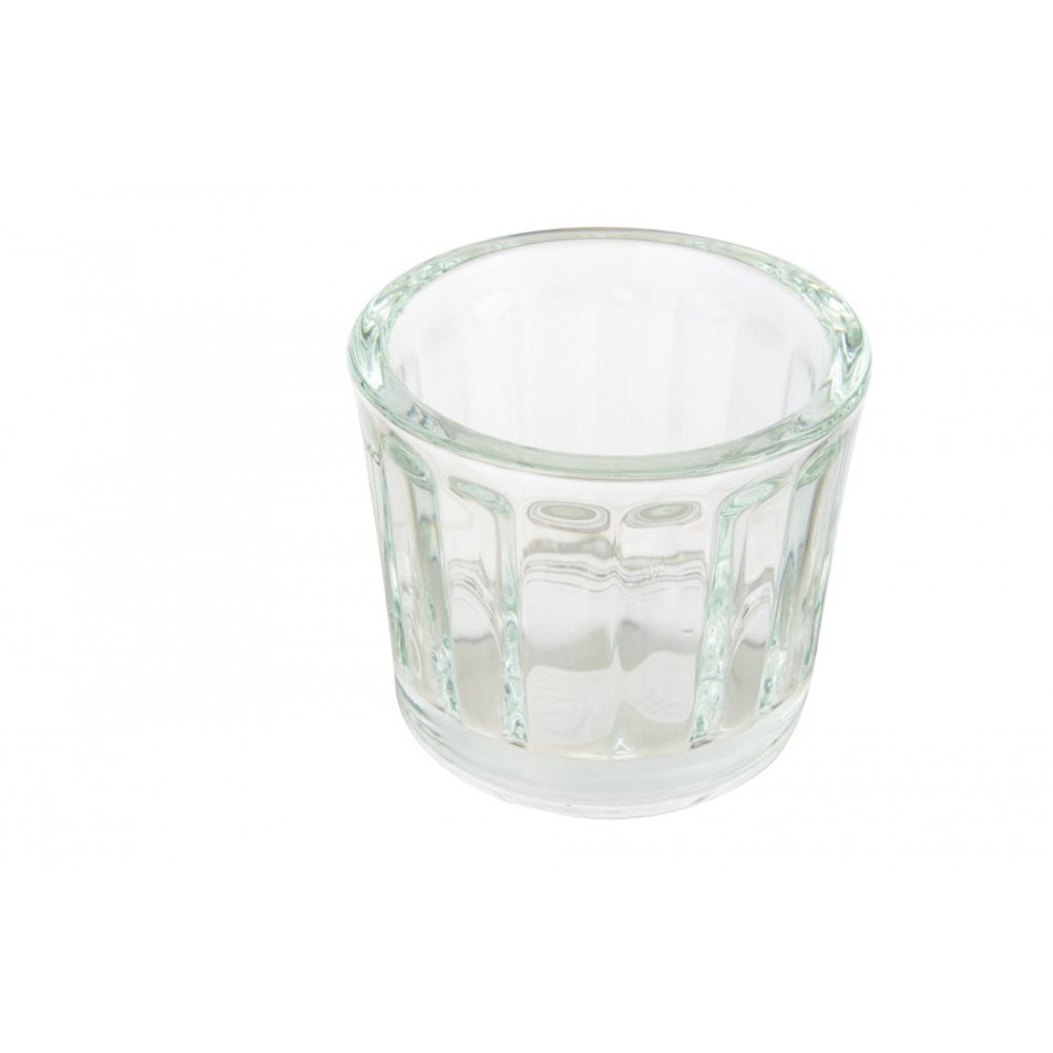 Glass pot with stripes-clear, H8 D9cm