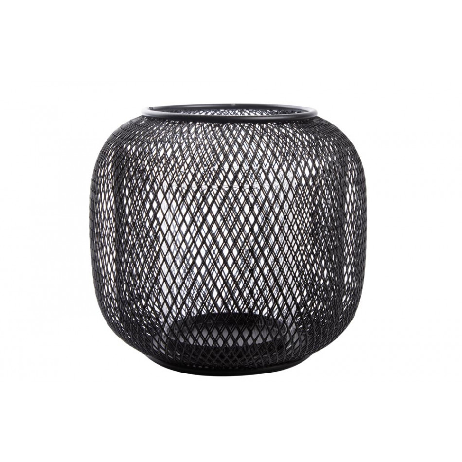 Candle holder Seoul, black, metal,  H18cm D16.5cm