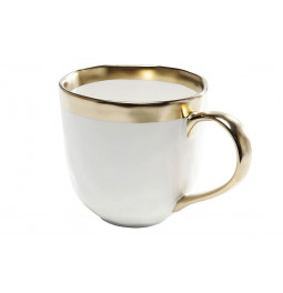 Mug Bell, white/gold color, H14.5x10cm, 380ml