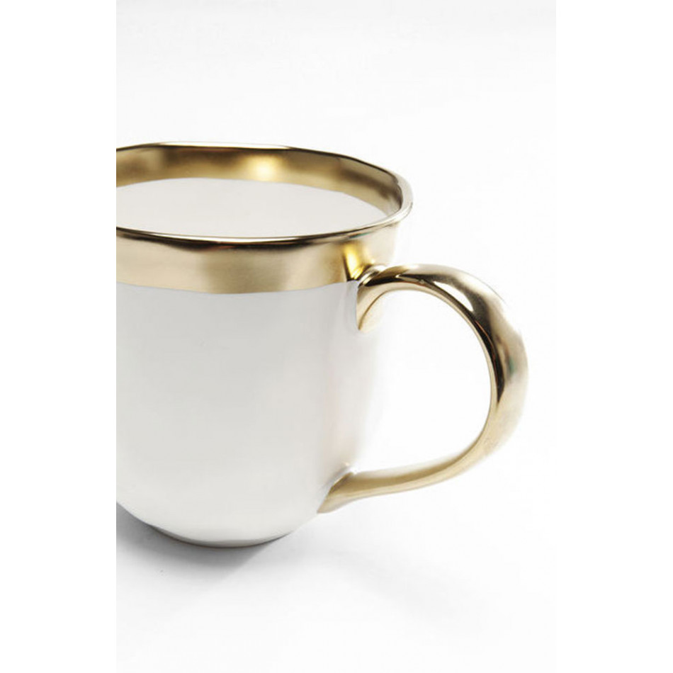 Mug Bell, white/gold color, H14.5x10cm, 380ml