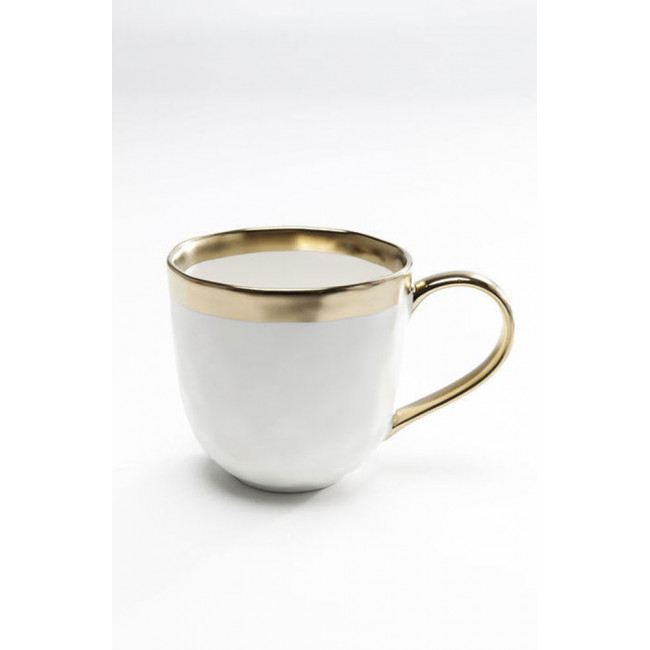 Mug Bell, white/gold color, H14.5x10cm, 380ml