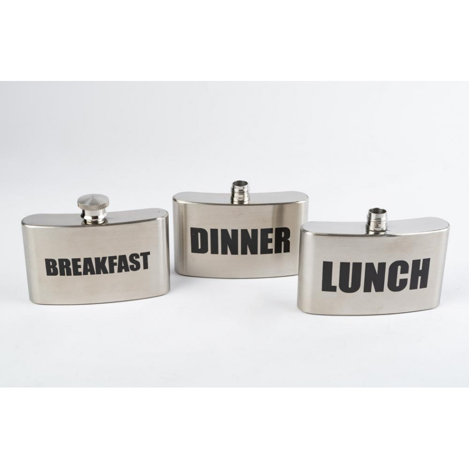 Metal Flask Breakfast-Lunch-Dinner, 3x88ml, 2.2x18.5cm