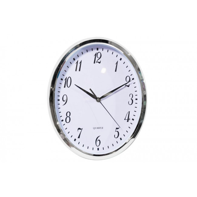Wall clock, silver/white, oval, 27x5x33cm