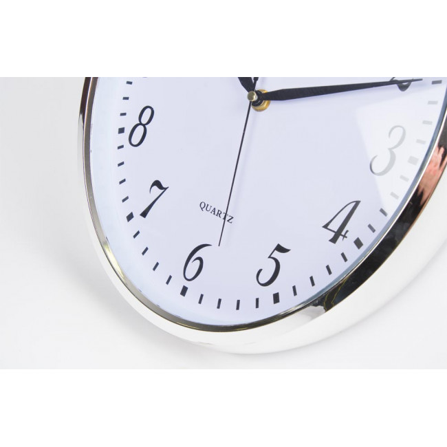 Wall clock, silver/white, oval, 27x5x33cm