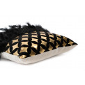 Decorative cushion with feathers, black/golden color, 45x45cm