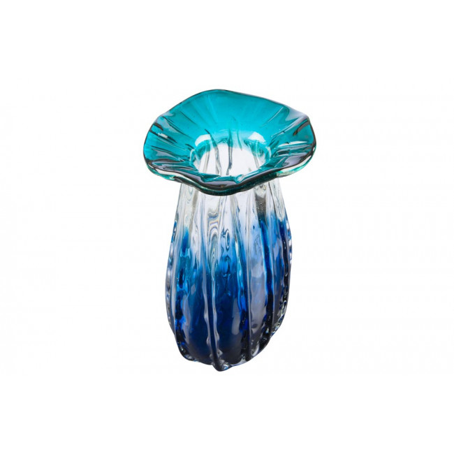 Glass vase Ingebo, blue/clear, 16x12x30cm