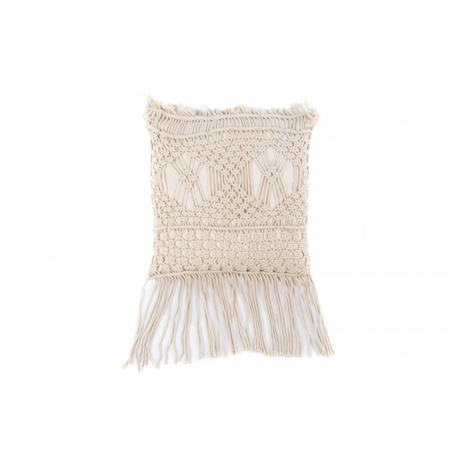 Decorative cushion Macrame, with fringe, creme colour,40x40cm