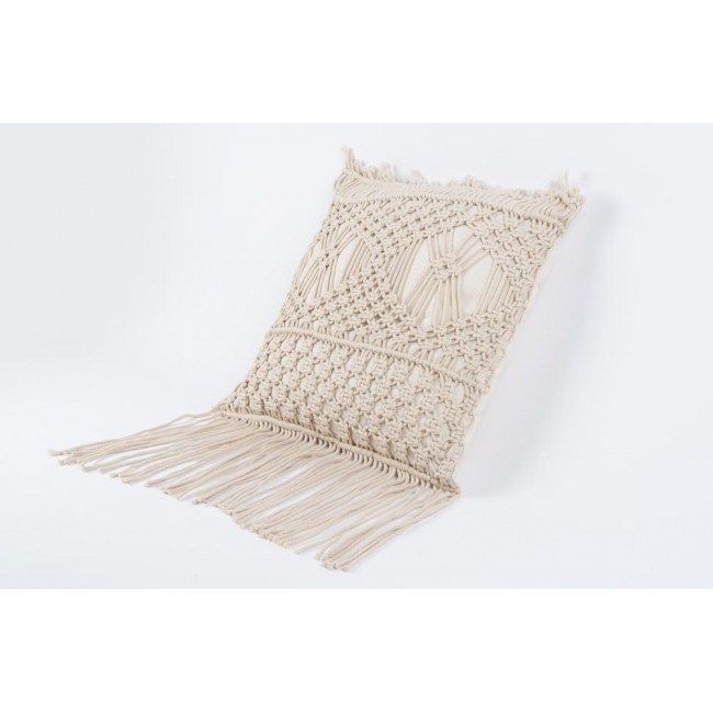 Decorative cushion Macrame, with fringe, creme colour,40x40cm