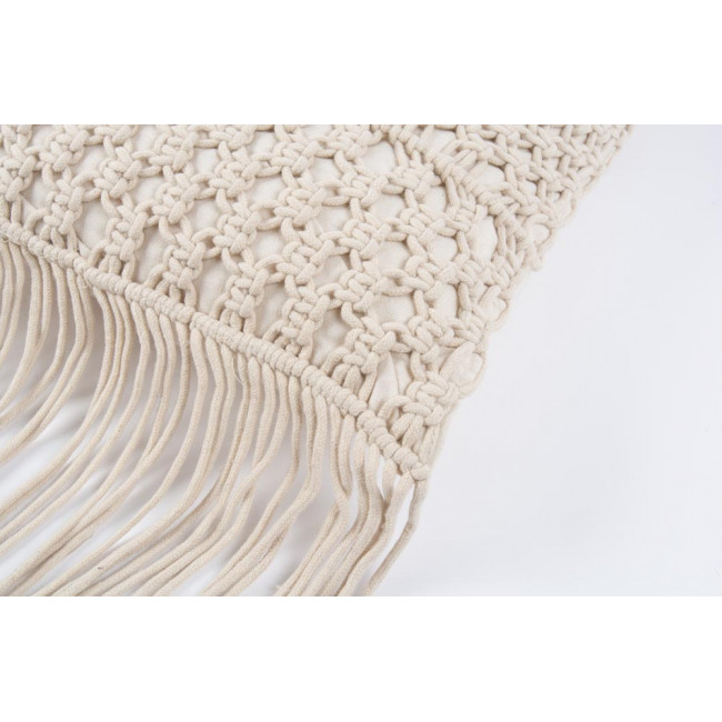 Decorative cushion Macrame, with fringe, creme colour,40x40cm