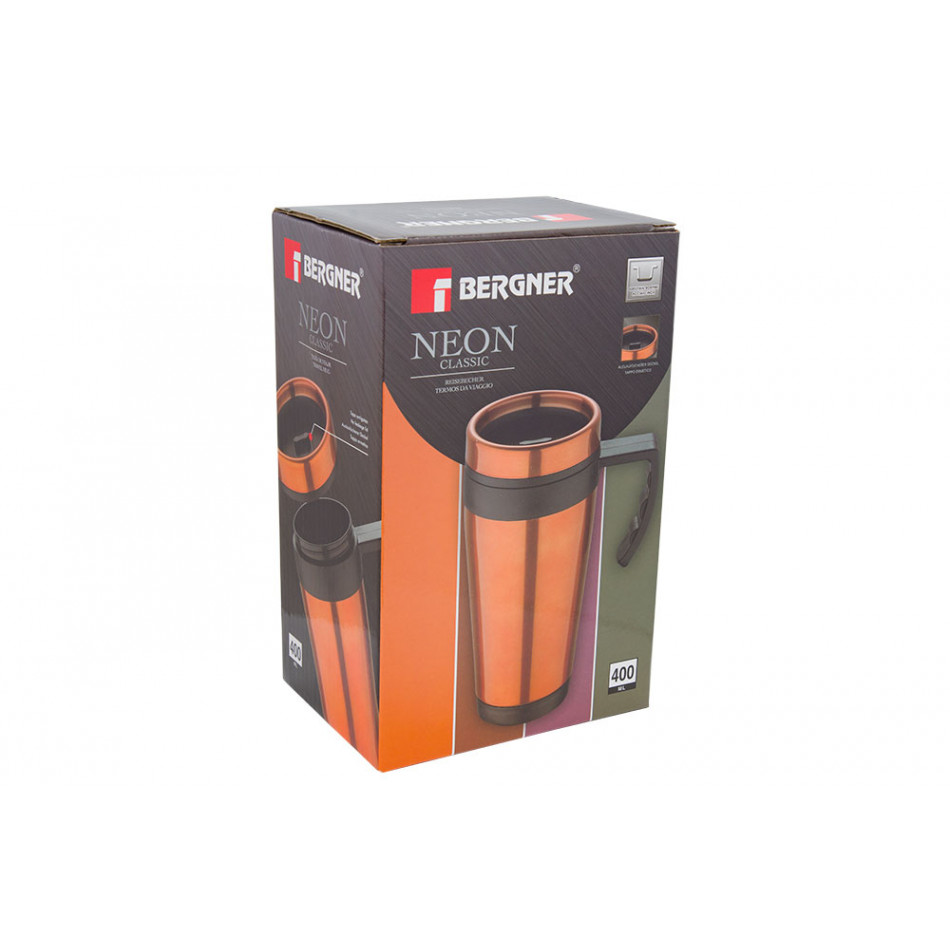 Thermo mug Neon Classic, orange colour, 400ml, H18xD8cm