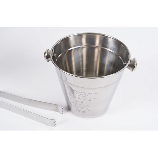 Ice bucket with tongs, D14.5xH14cm