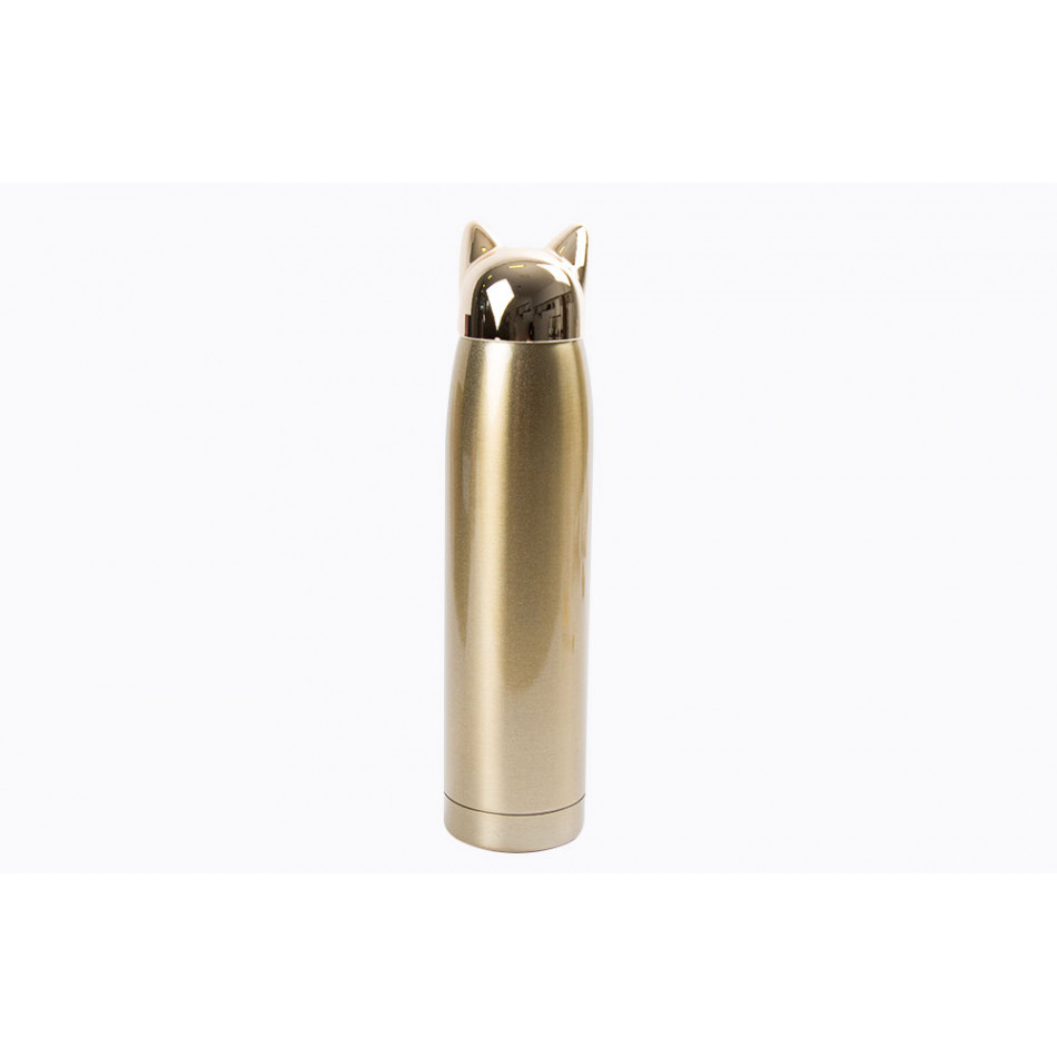 Термо бутылка Cat, золотистая, нержавеющая сталь, 320ml, 25x6cm