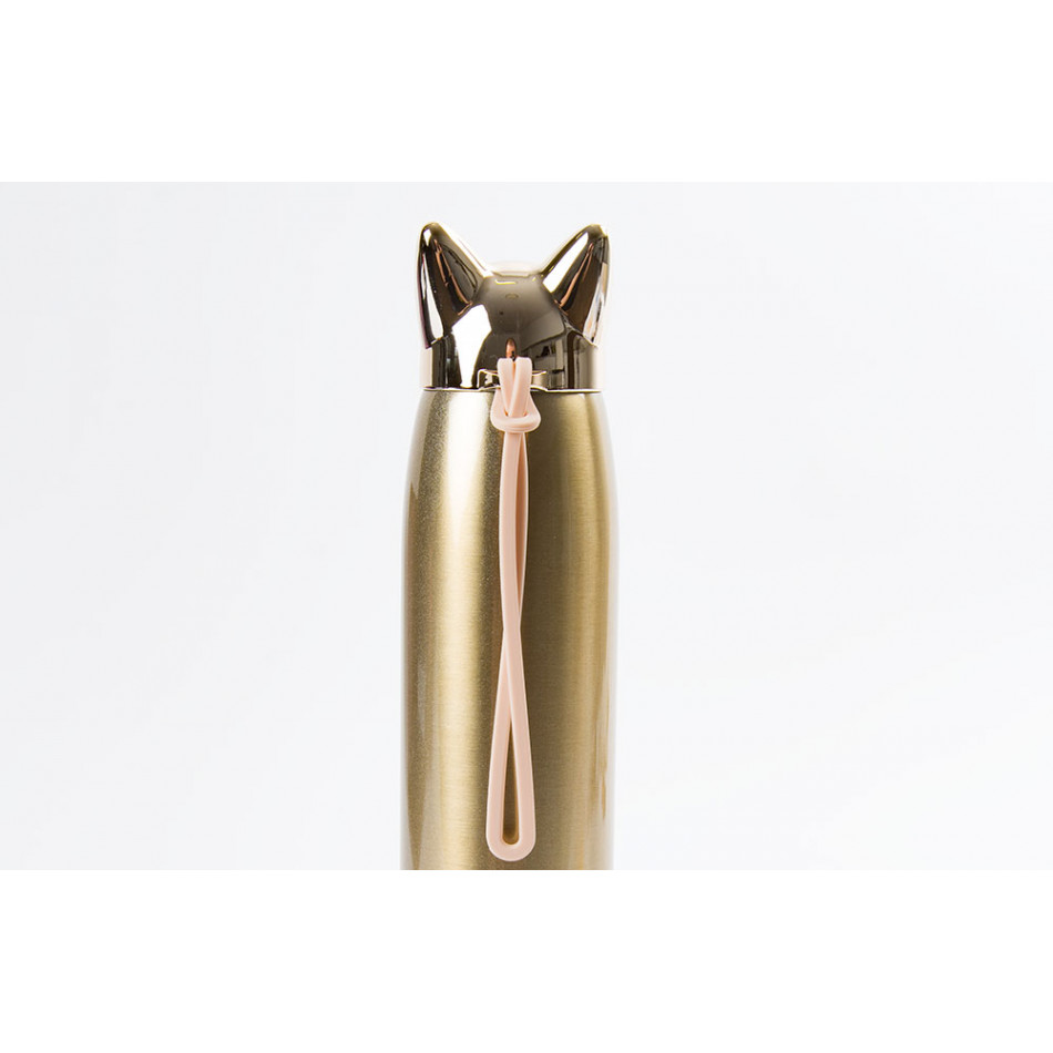Thermo bottle Cat, golden, stainless steel, 320ml, 25x6cm