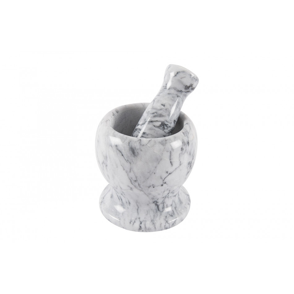 Marble Pestle and Mortar, grey, D11.5x9.5cm