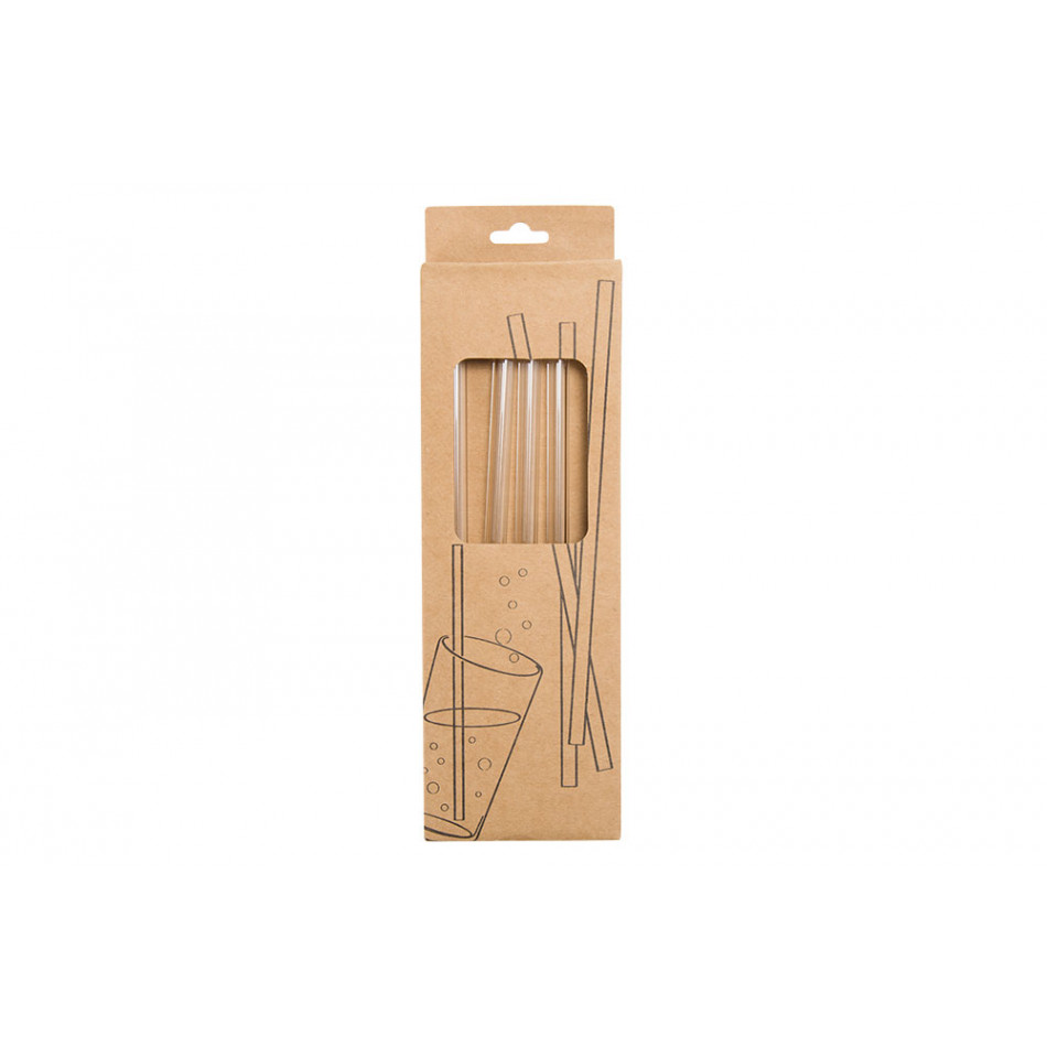 Set of 4 cocktail straws, with brush, 20cm