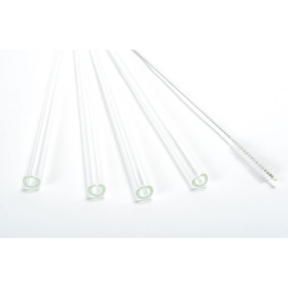 Set of 4 cocktail straws, with brush, 20cm
