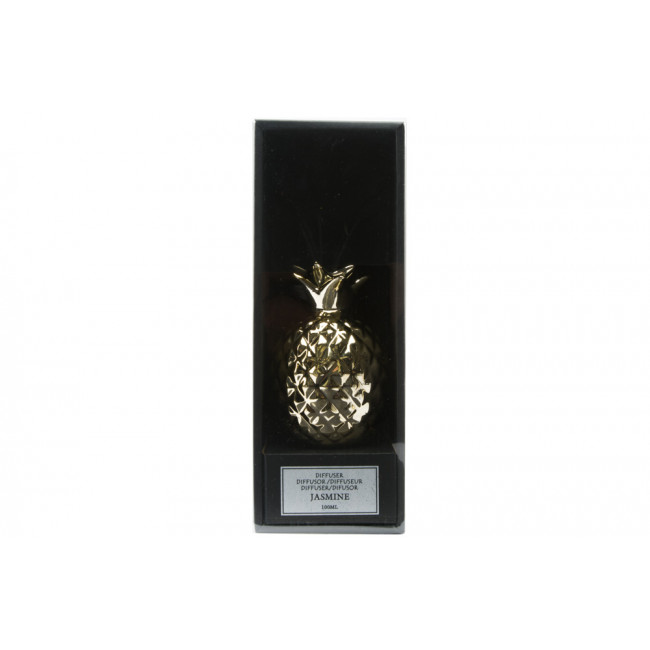 Diffuser bottle Pineapple, gold colour, 100ml, 9x9x13cm