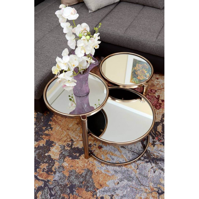Swivel coffee table Sabatini, rosegold, H-43.5cm, D-47cm