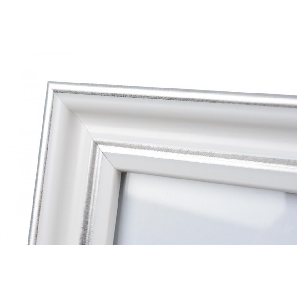 Plastic photo frame, white/silver, 10x15cm  