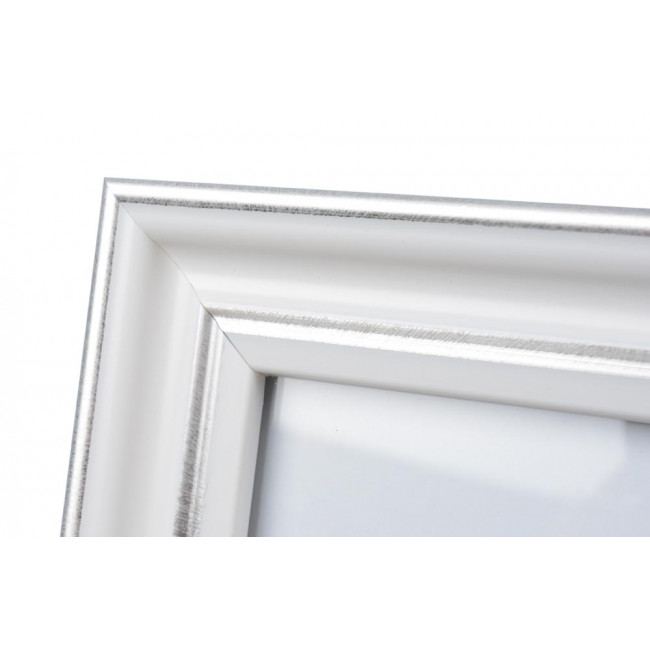 Plastic photo frame, white/silver, 10x15cm  