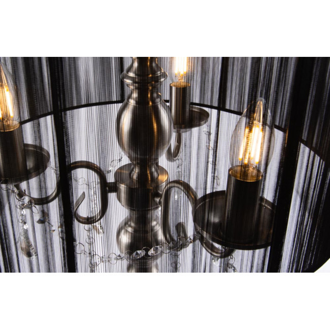 Table lamp MARI black, E14 3x40W, H76cm D41.5cm, satin nickel finish