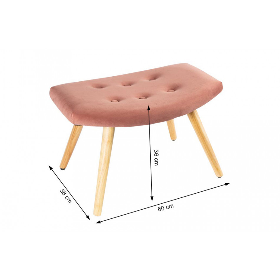 Ottoman Navel 2, coral rose color, 61x41x38cm