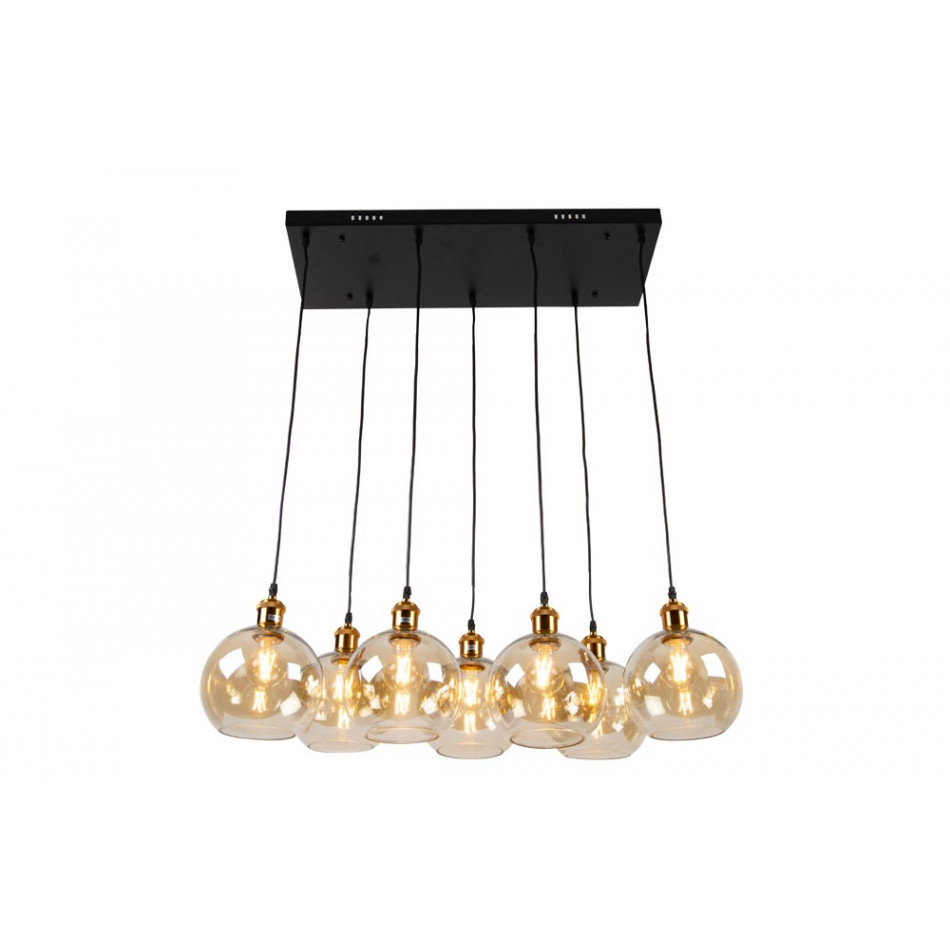 Pendant lamp Reons, black/copper color, H27-135x70x26cm, E27 7x60W