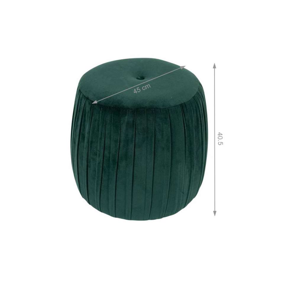 Stool Hose, velvet, emerald green, H-40.5cm, Ø-45cm