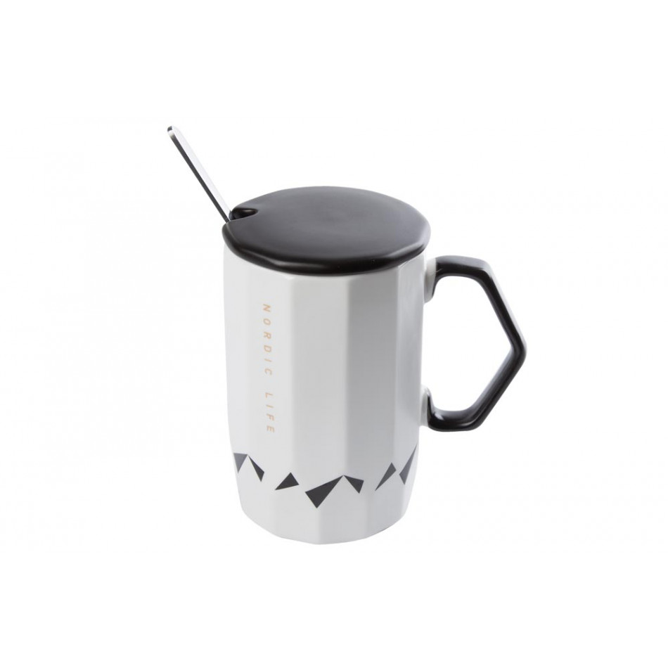 Cup with a spoon Nordic Life, 400ml, H-12.5cm, D-8cm